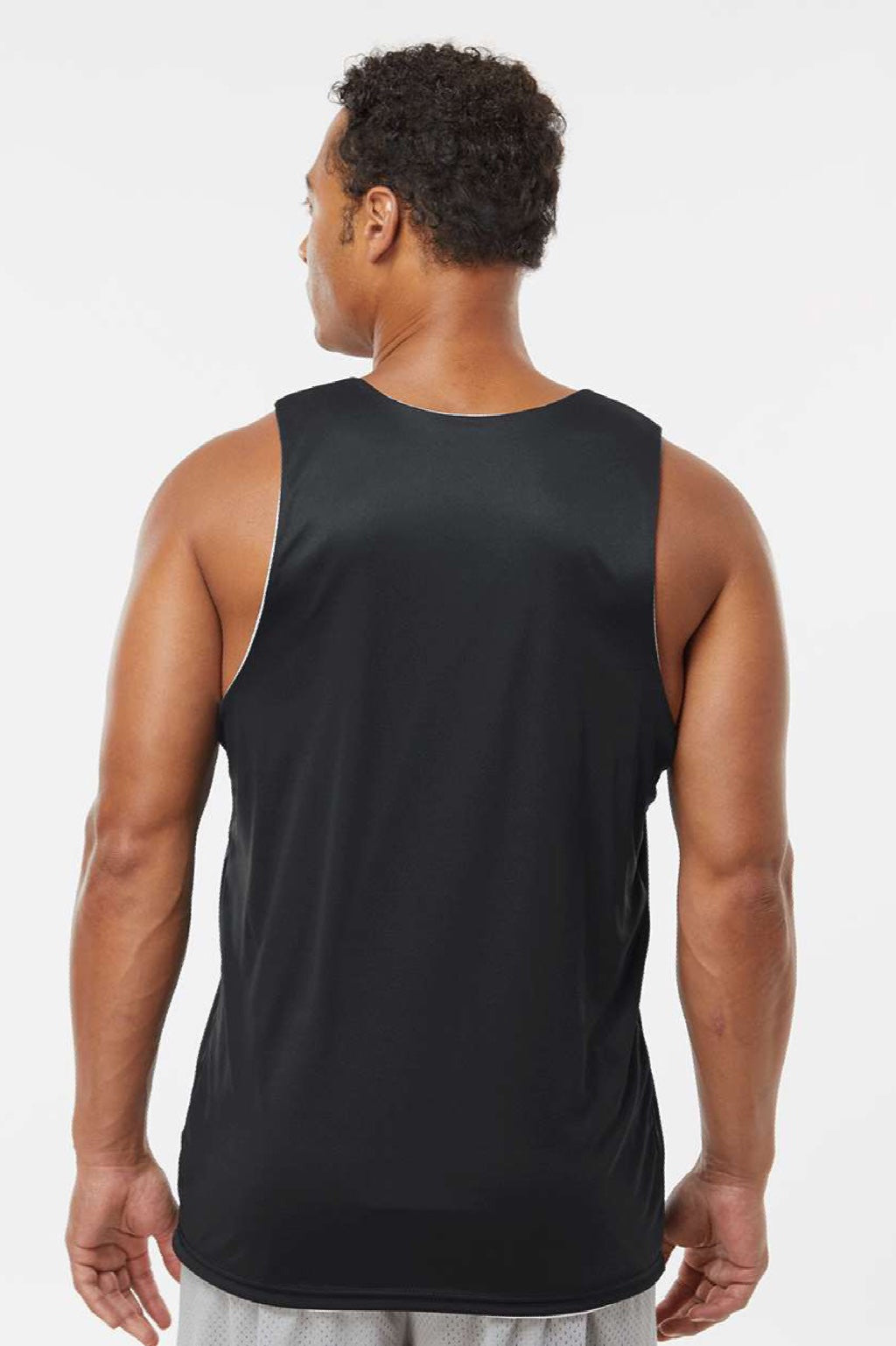 Alleson Athletic 506CR Mens Reversible Tank Top Black/White Model Back