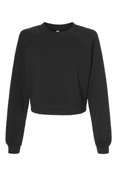Bella + Canvas 7505 Womens Raglan Fleece Crewneck Sweatshirt Dark Grey Flat Front