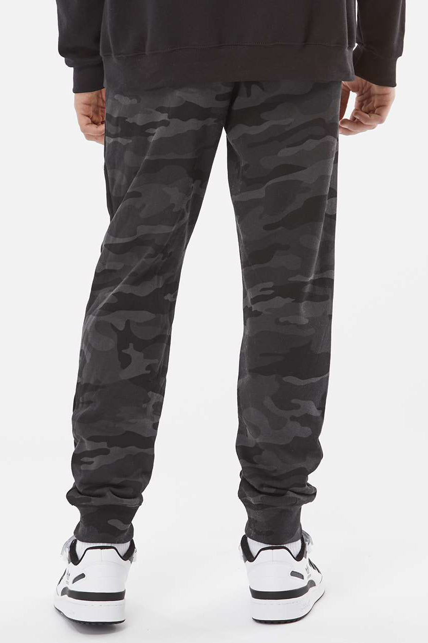 Independent Trading Company IND20PNT Mens Fleece Sweatpants w/ Pockets Black Camo Model Back