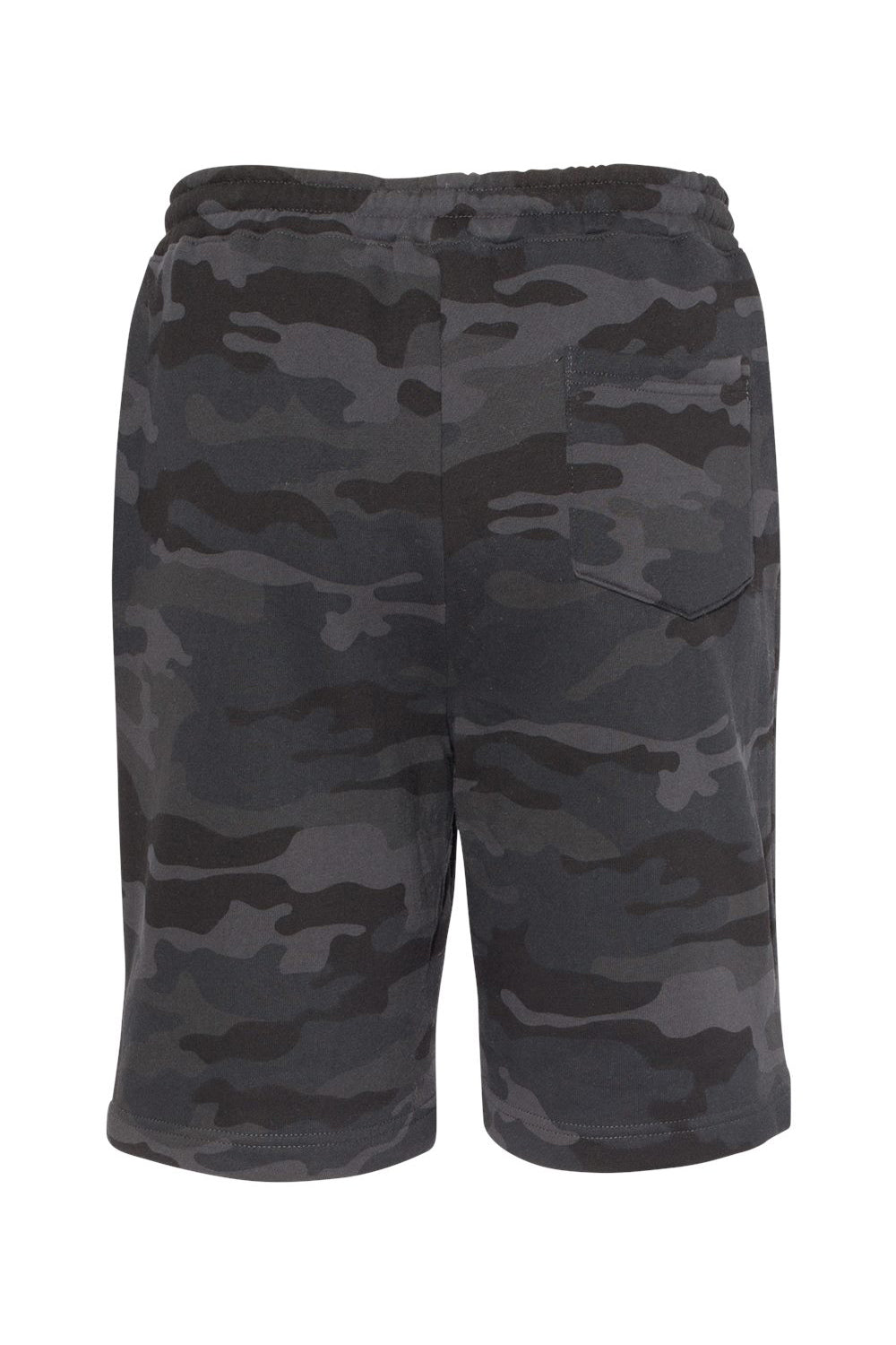 Independent Trading Company IND20SRT Mens Fleece Shorts w/ Pockets Black Camo Flat Back