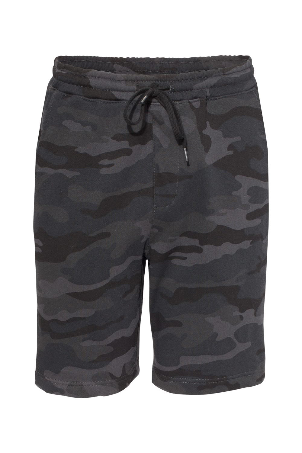 Independent Trading Company IND20SRT Mens Fleece Shorts w/ Pockets Black Camo Flat Front