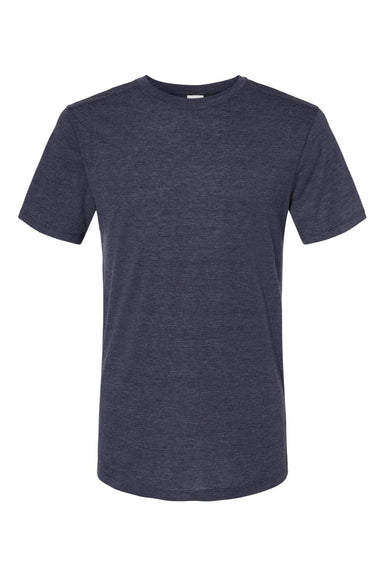 Augusta Sportswear 3065 Mens Short Sleeve Crewneck T-Shirt Heather Navy Blue Flat Front