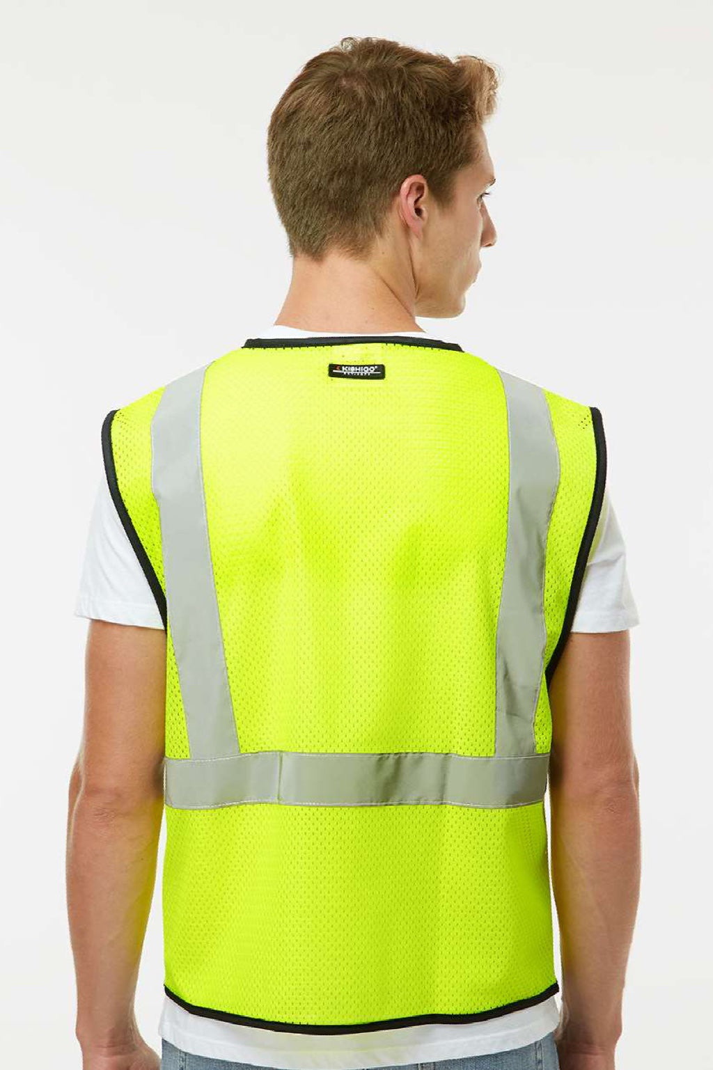 Kishigo 1571-1572 Unisex Mesh Vest Lime Green Model Back