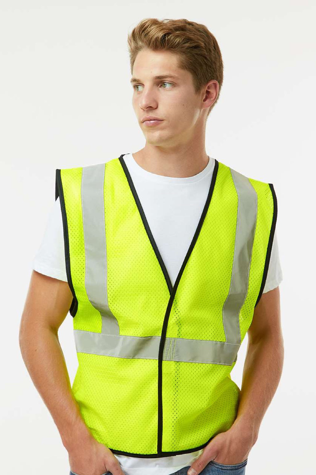 Kishigo 1571-1572 Unisex Mesh Vest Lime Green Model Front