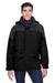 North End 88006 Mens 3-in-1 Water Resistant Full Zip Hooded Jacket Black/Grey Model Front