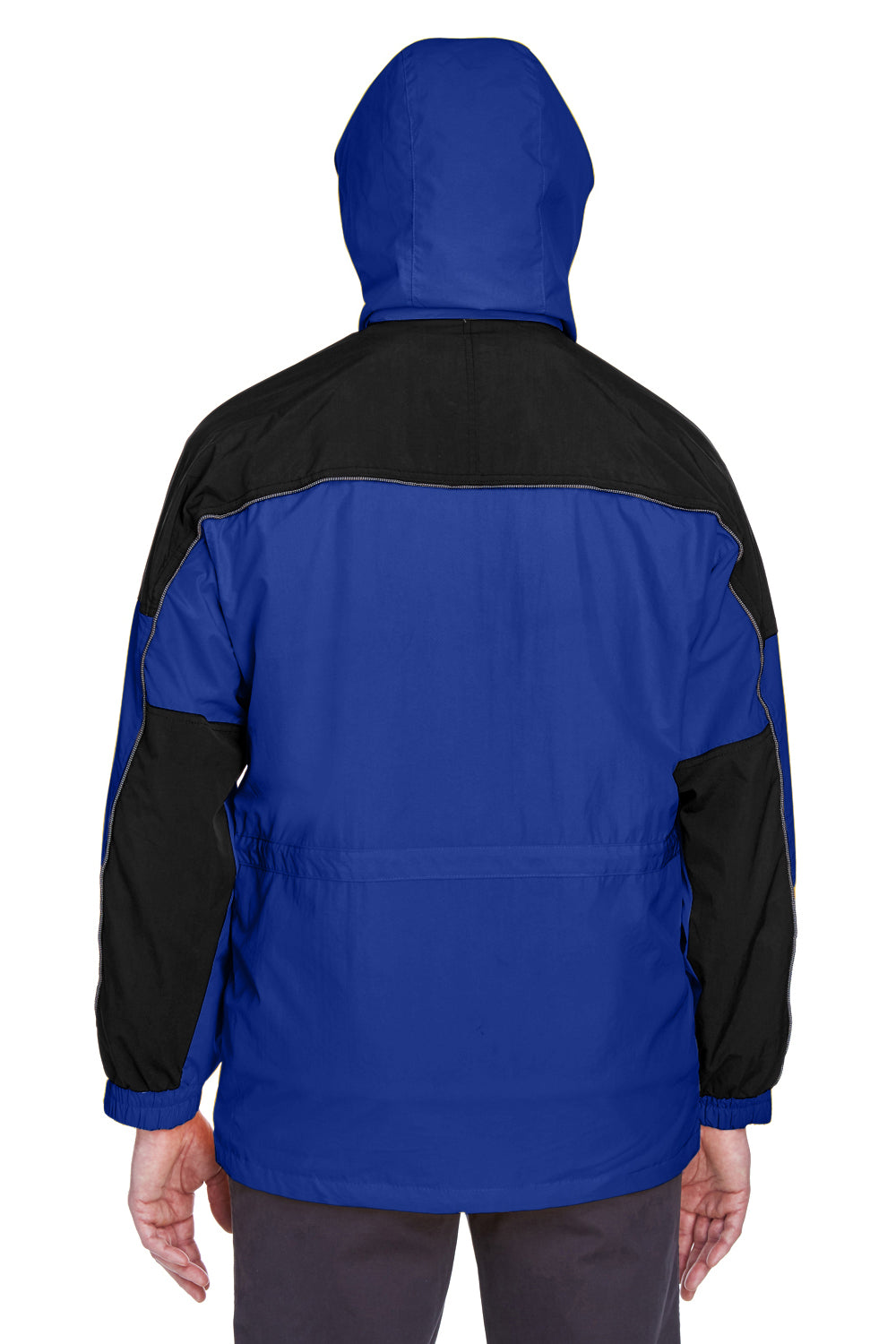 North End 88006 Mens 3-in-1 Water Resistant Full Zip Hooded Jacket Royal Cobalt Blue/Midnight Navy Blue Model Back