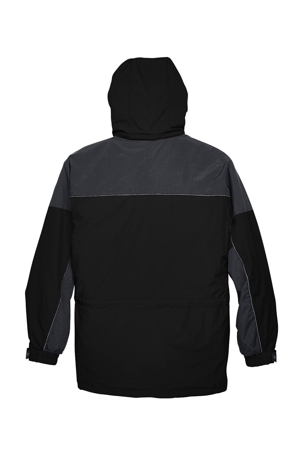 North End 88006 Mens 3-in-1 Water Resistant Full Zip Hooded Jacket Black/Grey Flat Back