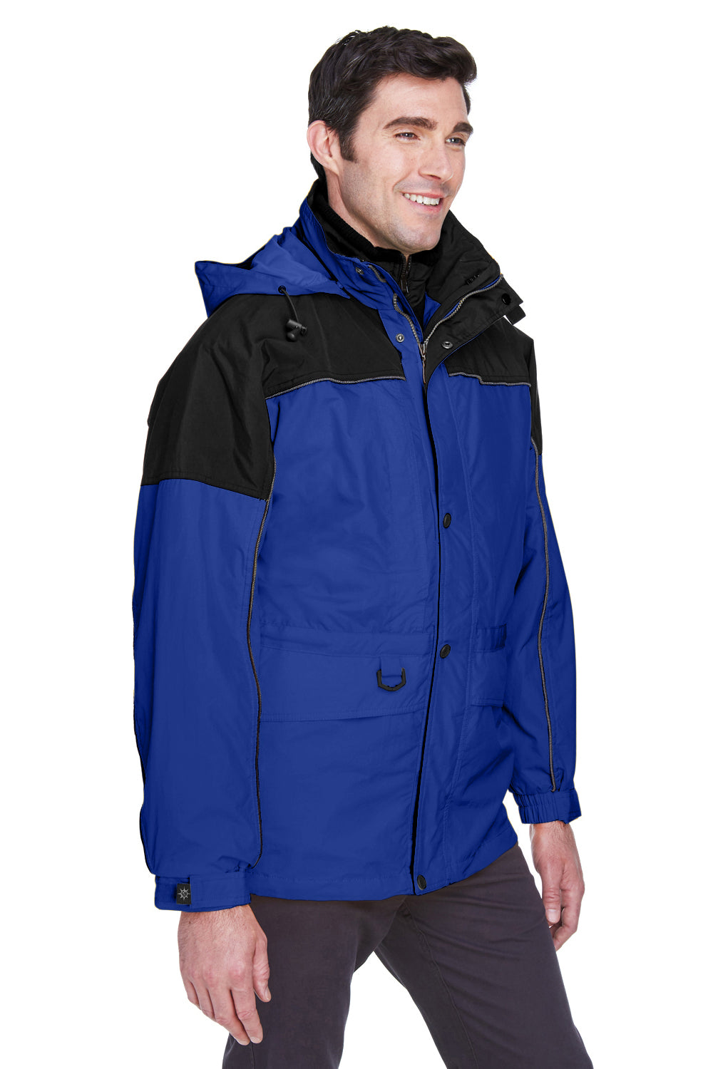 North End 88006 Mens 3-in-1 Water Resistant Full Zip Hooded Jacket Royal Cobalt Blue/Midnight Navy Blue Model 3q