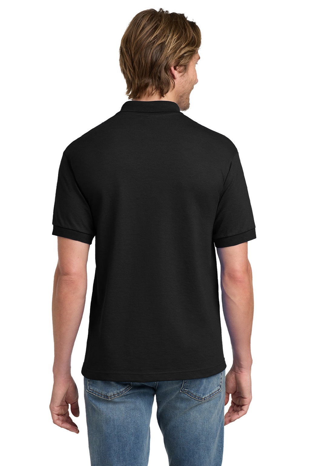 Gildan 8800 Mens DryBlend Moisture Wicking Short Sleeve Polo Shirt Black Model Back