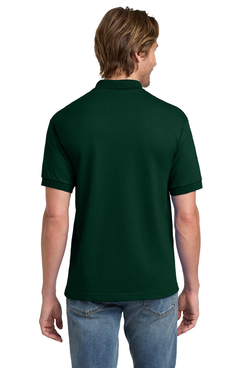 Gildan 8800 Mens DryBlend Moisture Wicking Short Sleeve Polo Shirt Forest Green Model Back