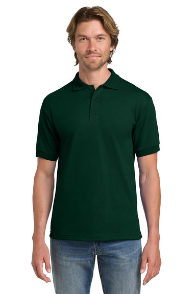 Gildan 8800 Mens DryBlend Moisture Wicking Short Sleeve Polo Shirt Forest Green Model Front