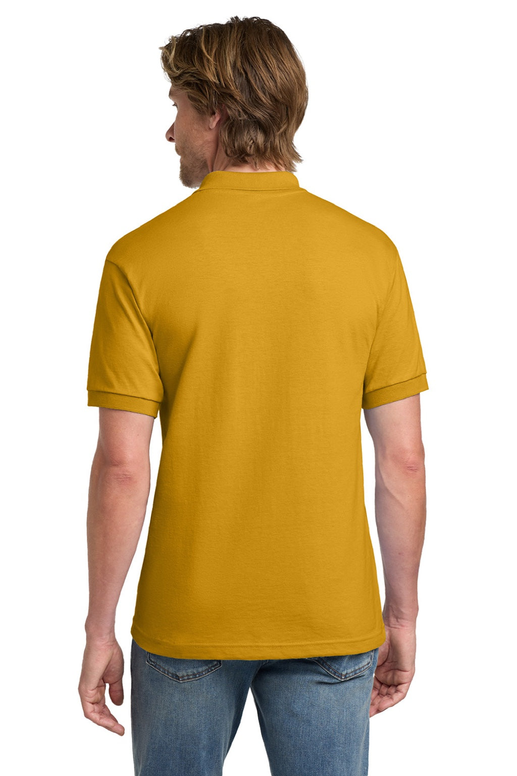 Gildan 8800 Mens DryBlend Moisture Wicking Short Sleeve Polo Shirt Gold Model Back
