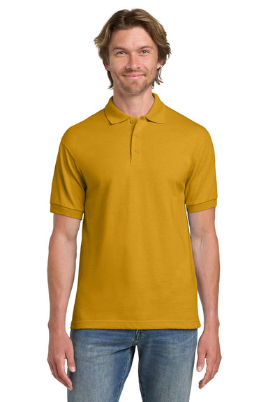 Gildan 8800 Mens DryBlend Moisture Wicking Short Sleeve Polo Shirt Gold Model Front