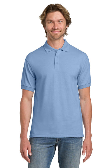 Gildan 8800 Mens DryBlend Moisture Wicking Short Sleeve Polo Shirt Light Blue Model Front