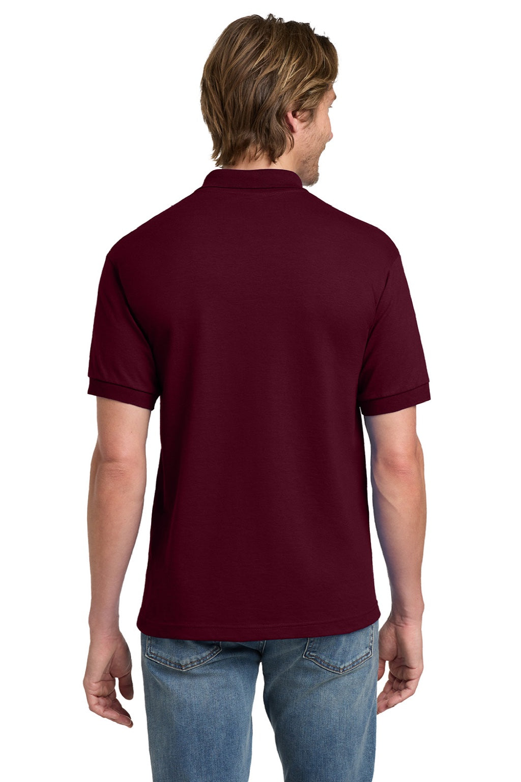 Gildan 8800 Mens DryBlend Moisture Wicking Short Sleeve Polo Shirt Maroon Model Back