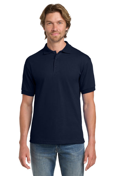 Gildan 8800 Mens DryBlend Moisture Wicking Short Sleeve Polo Shirt Navy Blue Model Front