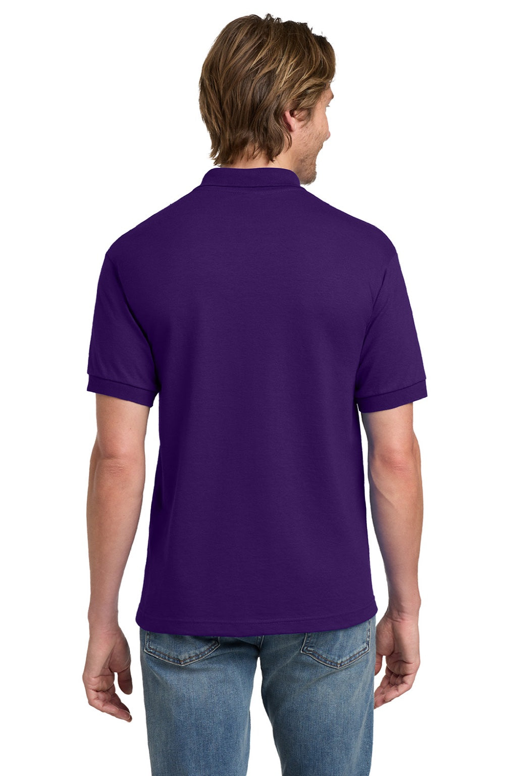 Gildan 8800 Mens DryBlend Moisture Wicking Short Sleeve Polo Shirt Purple Model Back