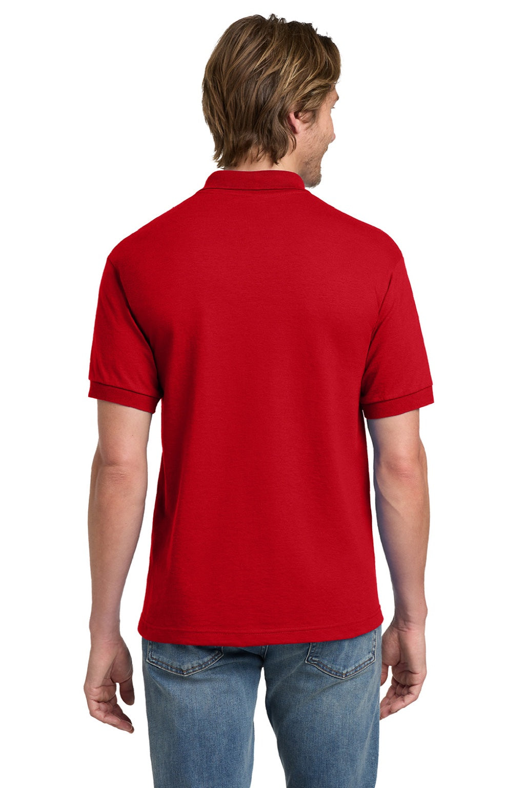 Gildan 8800 Mens DryBlend Moisture Wicking Short Sleeve Polo Shirt Red Model Back