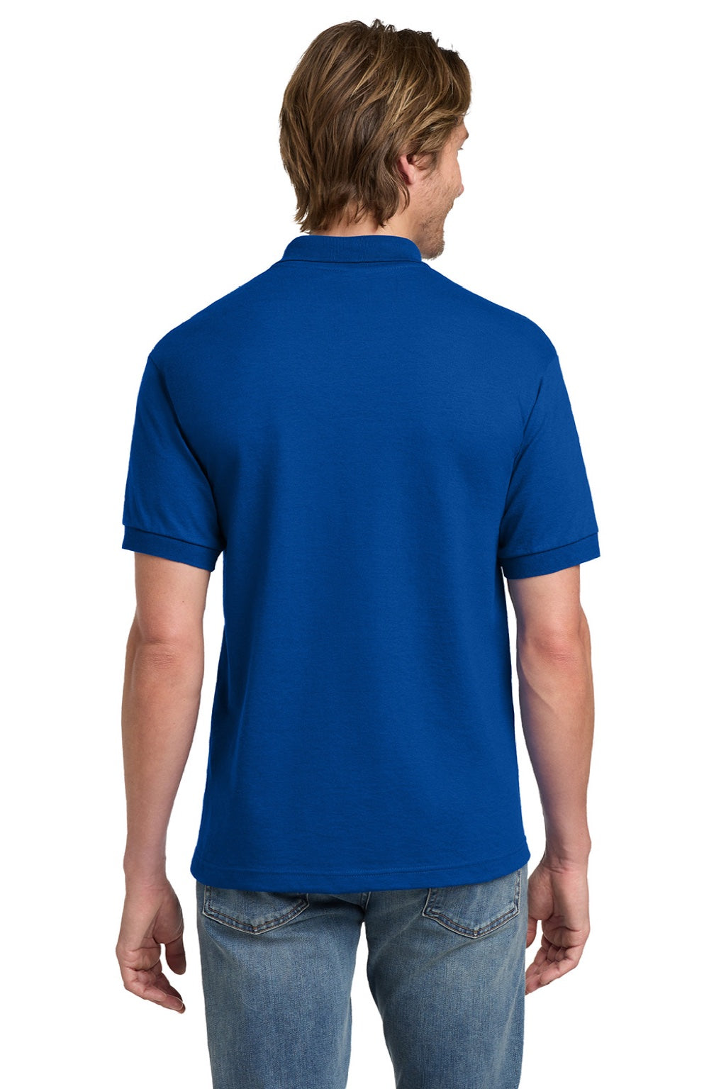 Gildan 8800 Mens DryBlend Moisture Wicking Short Sleeve Polo Shirt Royal Blue Model Back