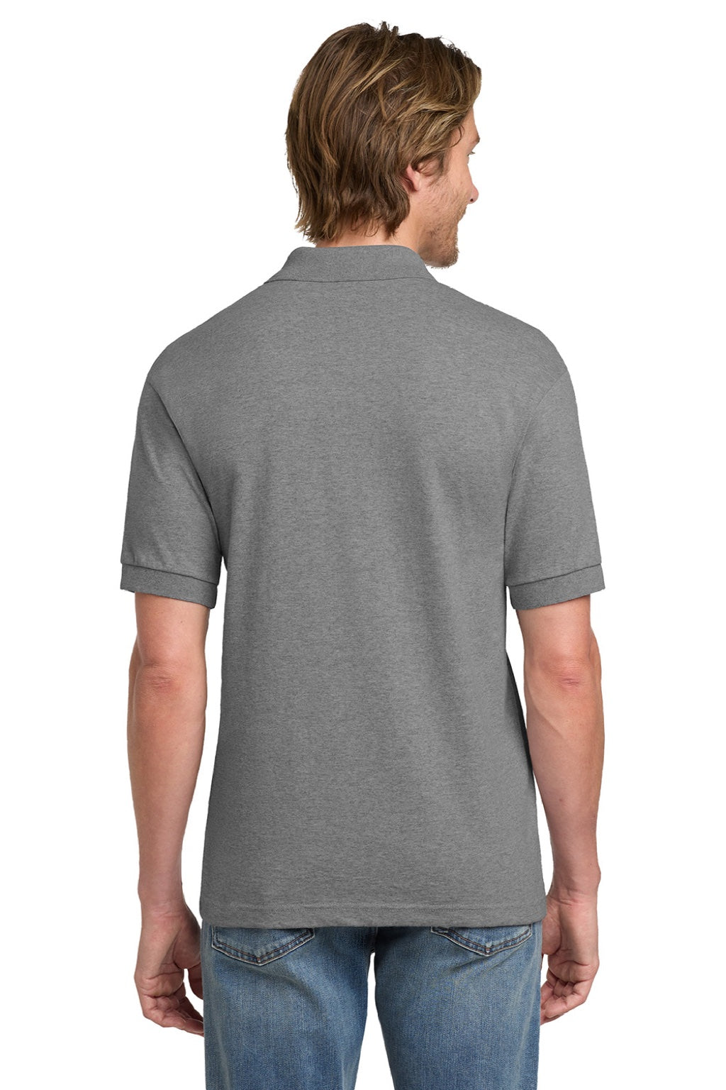 Gildan 8800 Mens DryBlend Moisture Wicking Short Sleeve Polo Shirt Sport Grey Model Back