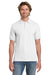 Gildan 8800 Mens DryBlend Moisture Wicking Short Sleeve Polo Shirt White Model Front