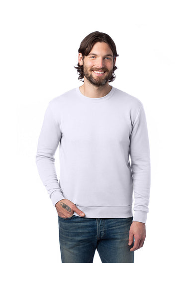 Alternative 8800PF Mens Eco Cozy Fleece Crewneck Sweatshirt White Front