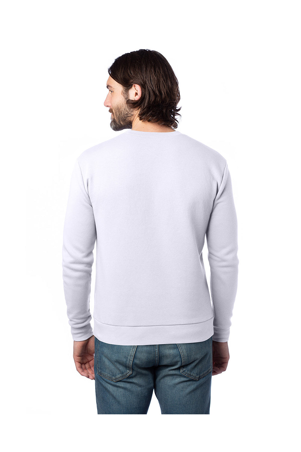Alternative 8800PF Mens Eco Cozy Fleece Crewneck Sweatshirt White Back
