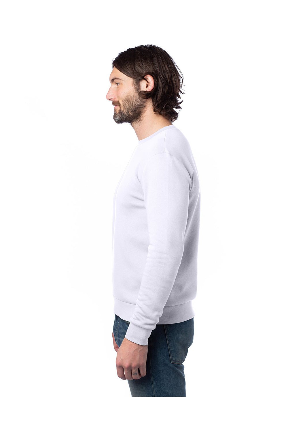Alternative 8800PF Mens Eco Cozy Fleece Crewneck Sweatshirt White Side