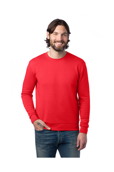 Alternative 8800PF Mens Eco Cozy Fleece Crewneck Sweatshirt Apple Red Front