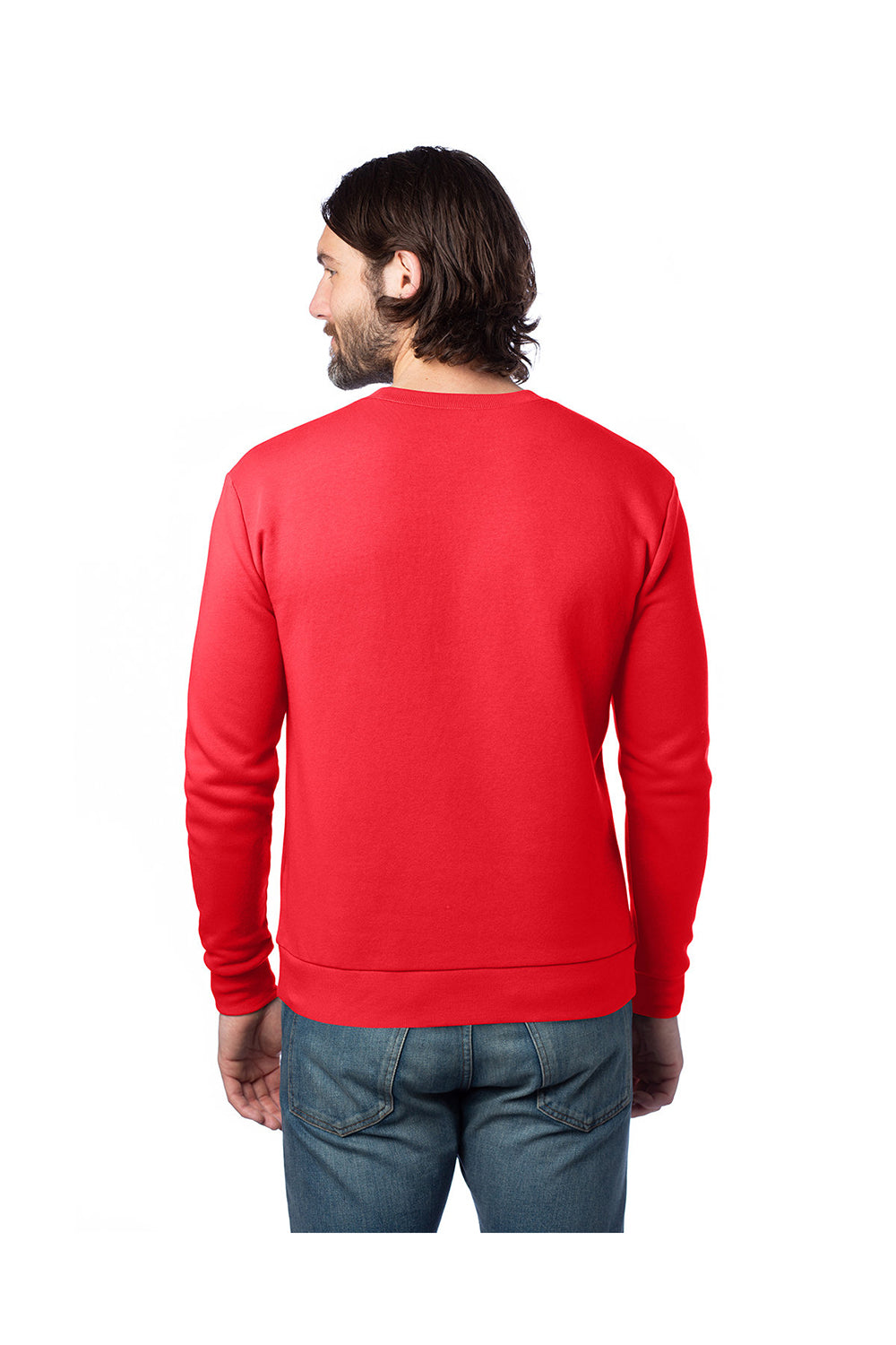 Alternative 8800PF Mens Eco Cozy Fleece Crewneck Sweatshirt Apple Red Back