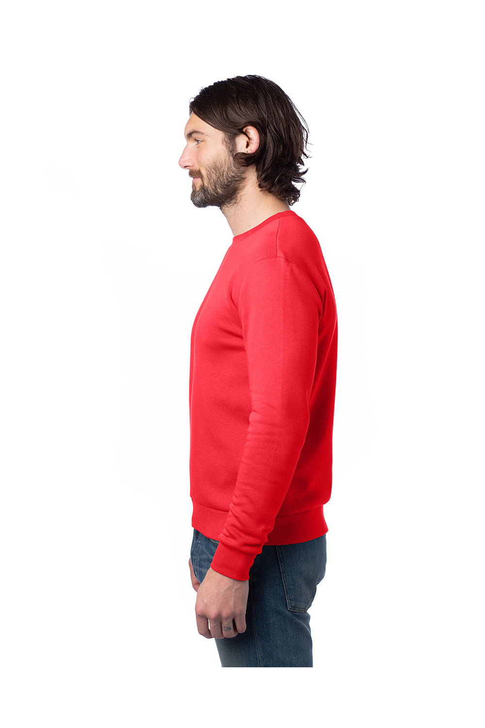 Alternative 8800PF Mens Eco Cozy Fleece Crewneck Sweatshirt Apple Red Side