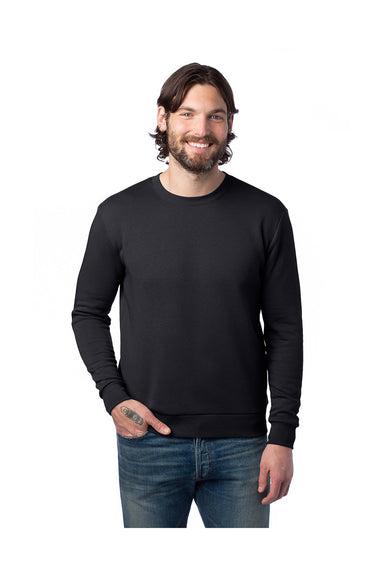 Alternative 8800PF Mens Eco Cozy Fleece Crewneck Sweatshirt Black Front