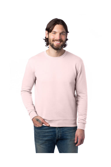 Alternative 8800PF Mens Eco Cozy Fleece Crewneck Sweatshirt Faded Pink Front