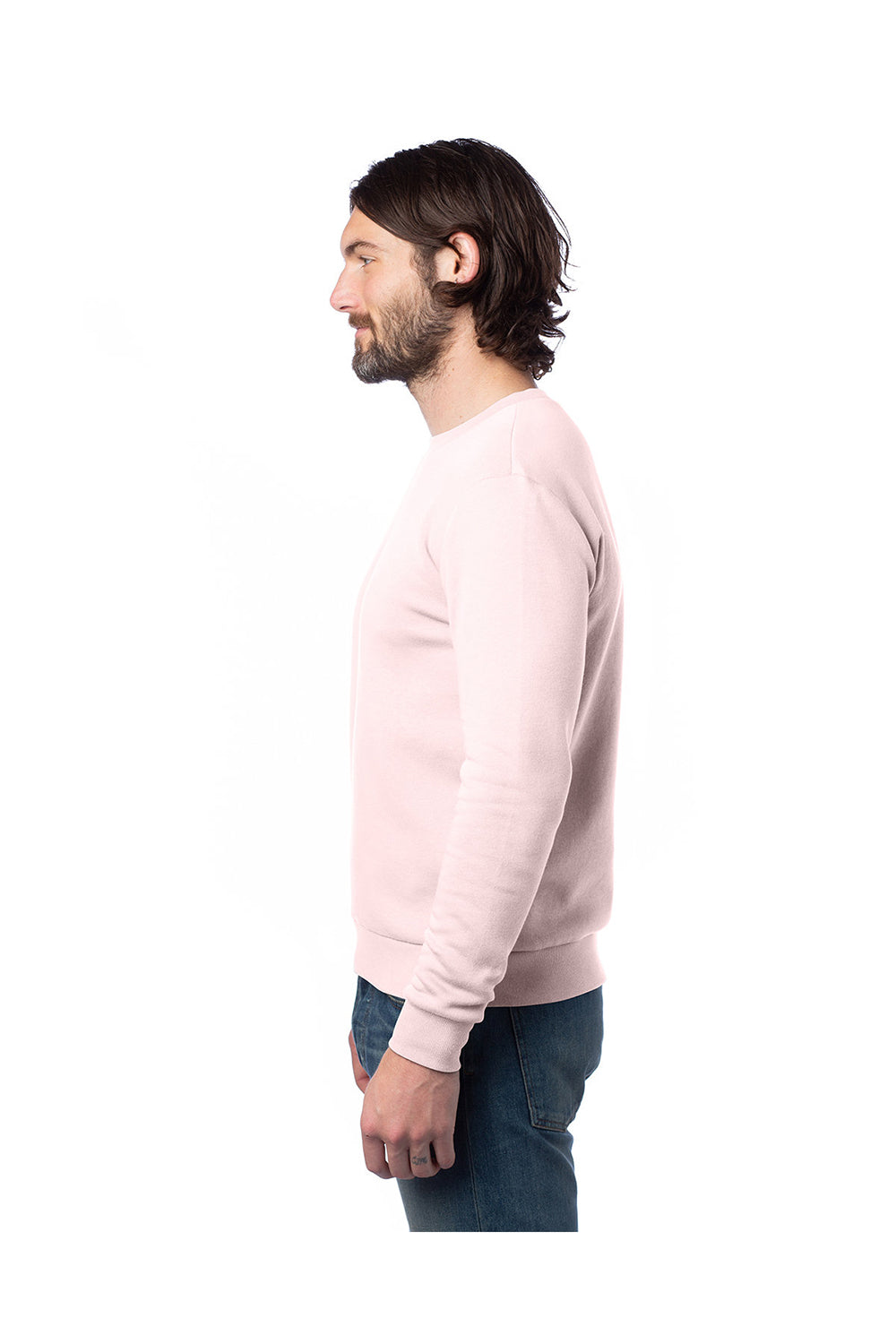 Alternative 8800PF Mens Eco Cozy Fleece Crewneck Sweatshirt Faded Pink Side