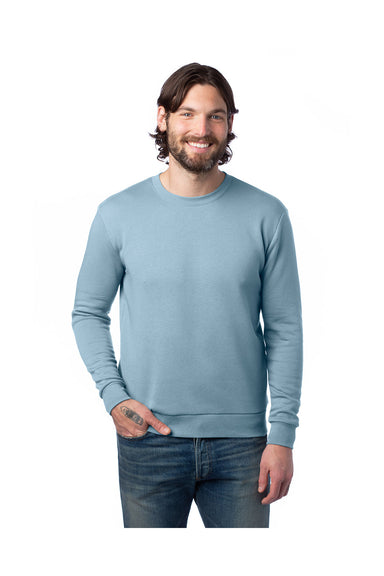 Alternative 8800PF Mens Eco Cozy Fleece Crewneck Sweatshirt Light Blue Front