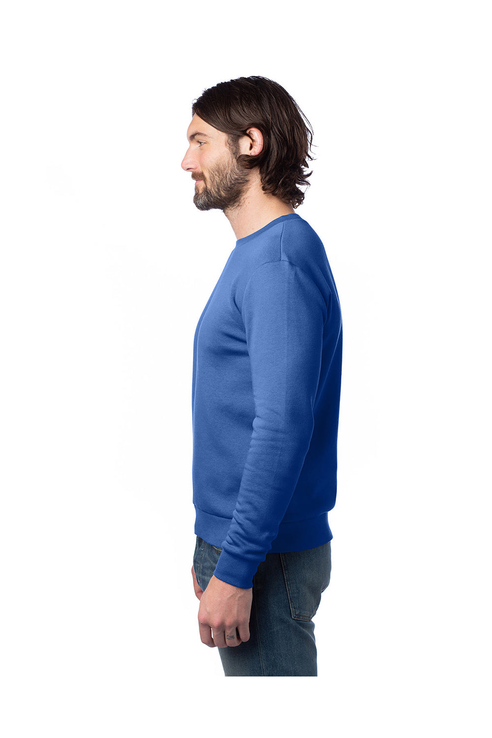 Alternative 8800PF Mens Eco Cozy Fleece Crewneck Sweatshirt Heritage Royal Blue Side