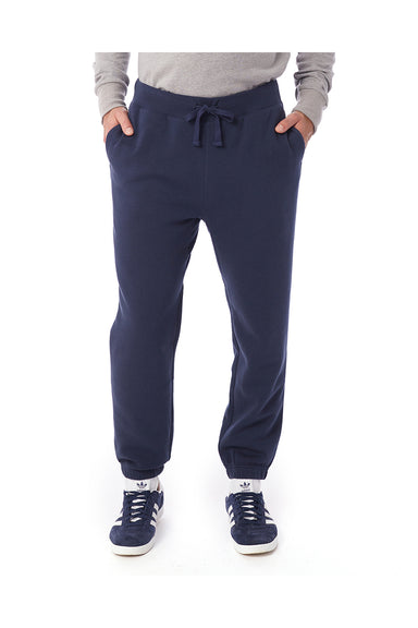 Alternative 8803PF Mens Eco Cozy Fleece Sweatpants w/ Pockets Midnight Navy Blue Model Front