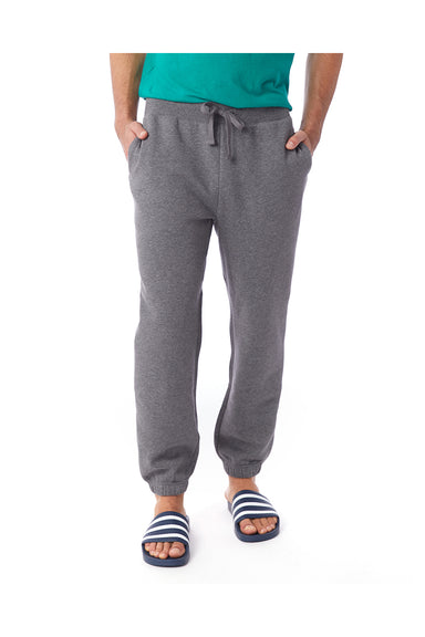 Alternative 8803PF Mens Eco Cozy Fleece Sweatpants w/ Pockets Heather Dark Grey Model Front