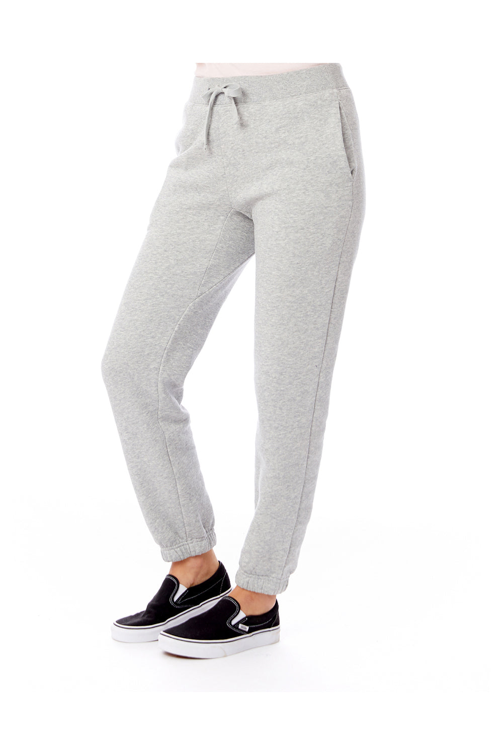 Alternative 8803PF Mens Eco Cozy Fleece Sweatpants w/ Pockets Heather Grey Model Side