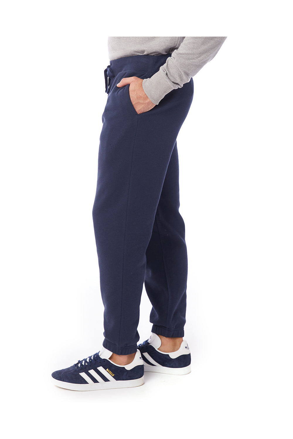 Alternative 8803PF Mens Eco Cozy Fleece Sweatpants w/ Pockets Midnight Navy Blue Model Side
