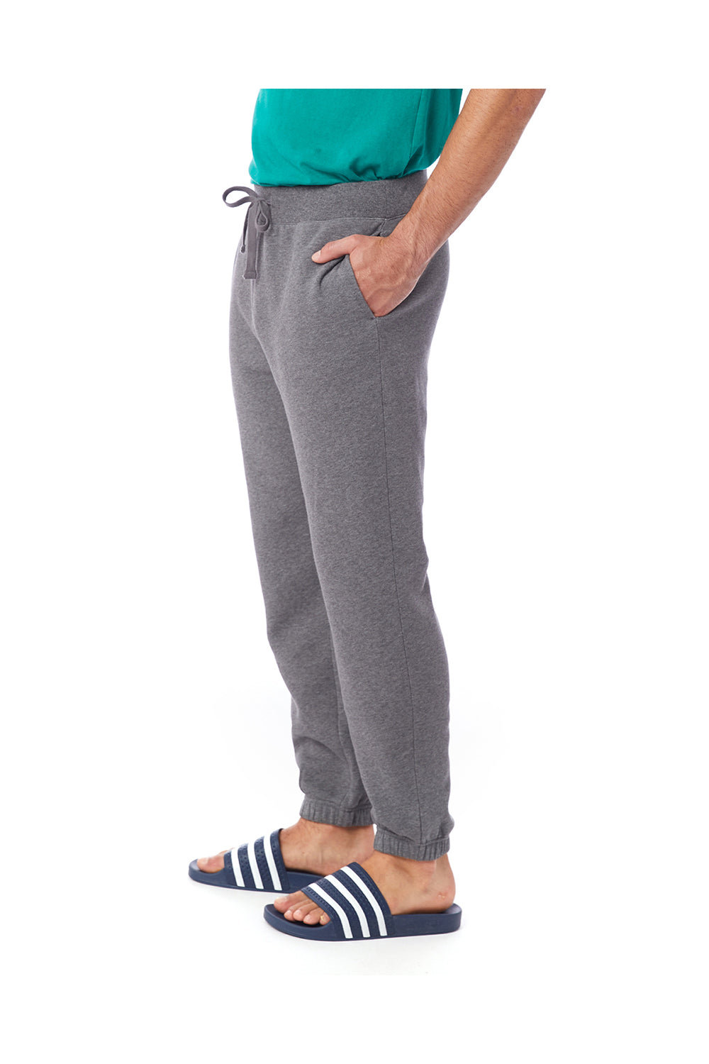 Alternative 8803PF Mens Eco Cozy Fleece Sweatpants w/ Pockets Heather Dark Grey Model Side