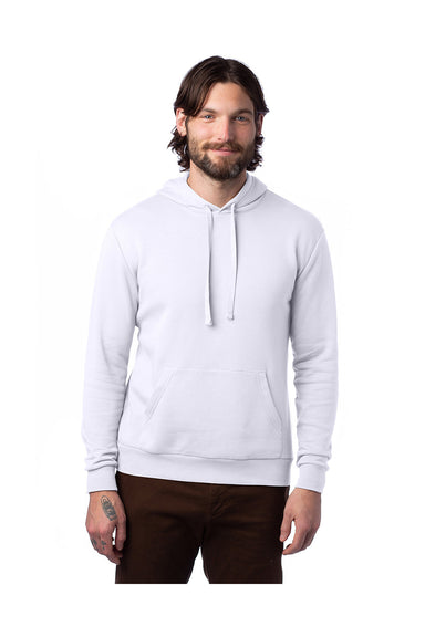 Alternative 8804PF Mens Eco Cozy Fleece Hooded Sweatshirt Hoodie White Model Front