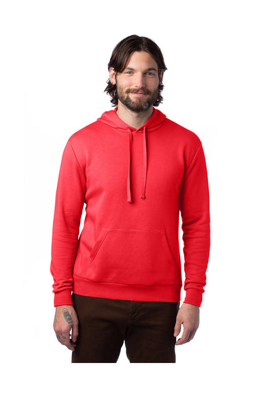 Alternative 8804PF Mens Eco Cozy Fleece Hooded Sweatshirt Hoodie Apple Red Model Front
