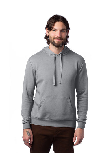 Alternative 8804PF Mens Eco Cozy Fleece Hooded Sweatshirt Hoodie Heather Grey Model Front
