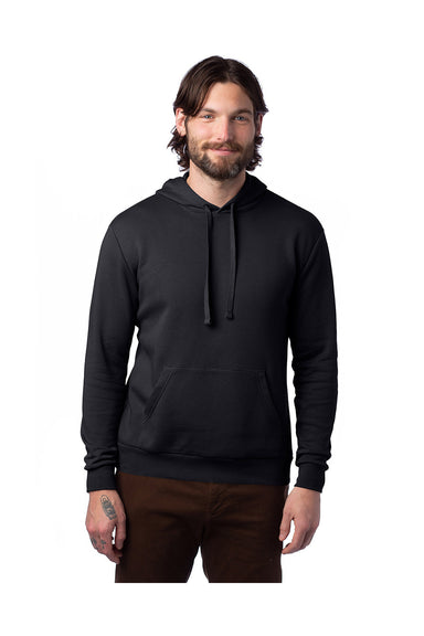 Alternative 8804PF Mens Eco Cozy Fleece Hooded Sweatshirt Hoodie Black Model Front