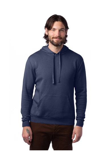 Alternative 8804PF Mens Eco Cozy Fleece Hooded Sweatshirt Hoodie Midnight Navy Blue Model Front