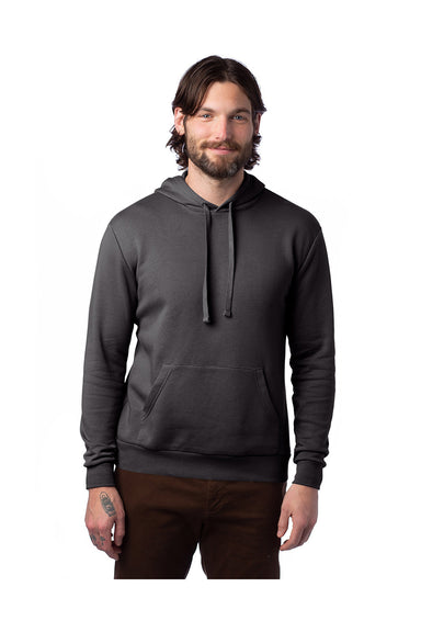 Alternative 8804PF Mens Eco Cozy Fleece Hooded Sweatshirt Hoodie Heather Dark Grey Model Front
