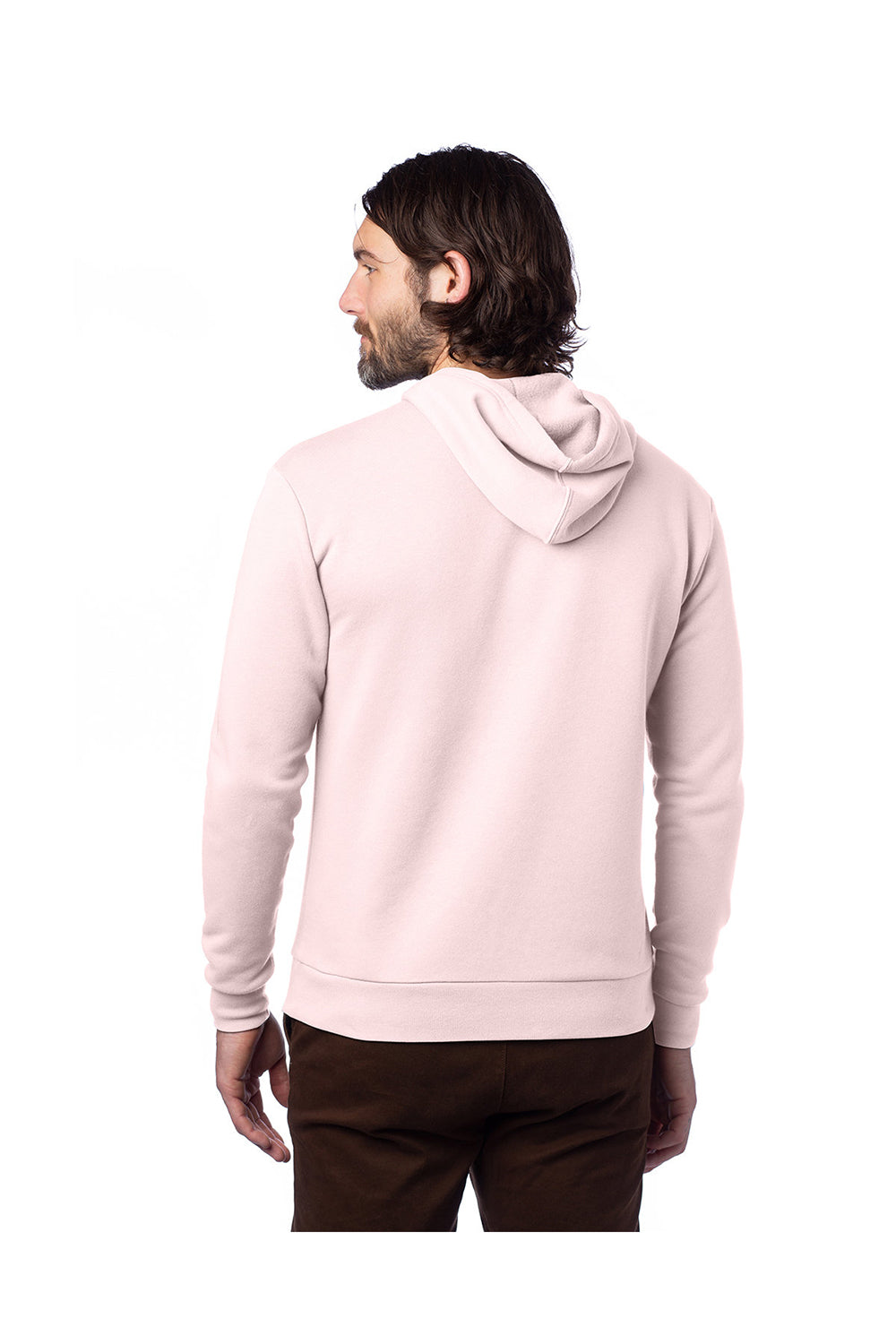 Alternative 8804PF Mens Eco Cozy Fleece Hooded Sweatshirt Hoodie Faded Pink Model Back