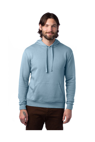 Alternative 8804PF Mens Eco Cozy Fleece Hooded Sweatshirt Hoodie Light Blue Model Front