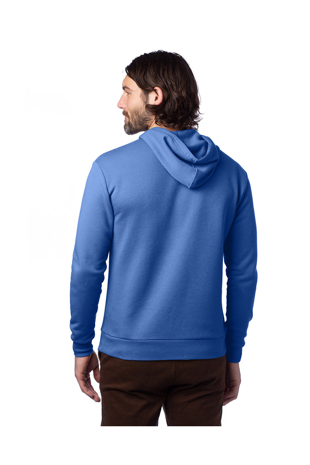 Alternative 8804PF Mens Eco Cozy Fleece Hooded Sweatshirt Hoodie Heritage Royal Blue Model Back